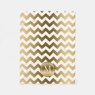 Manta Polar Zigzag Chevron De Oro Y Blanco