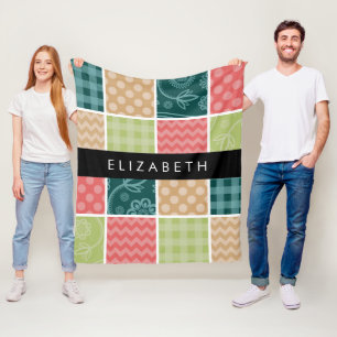 Manta Polar Zigzag, Chevron, Gingham, Puntos Polka, Tu Nombre