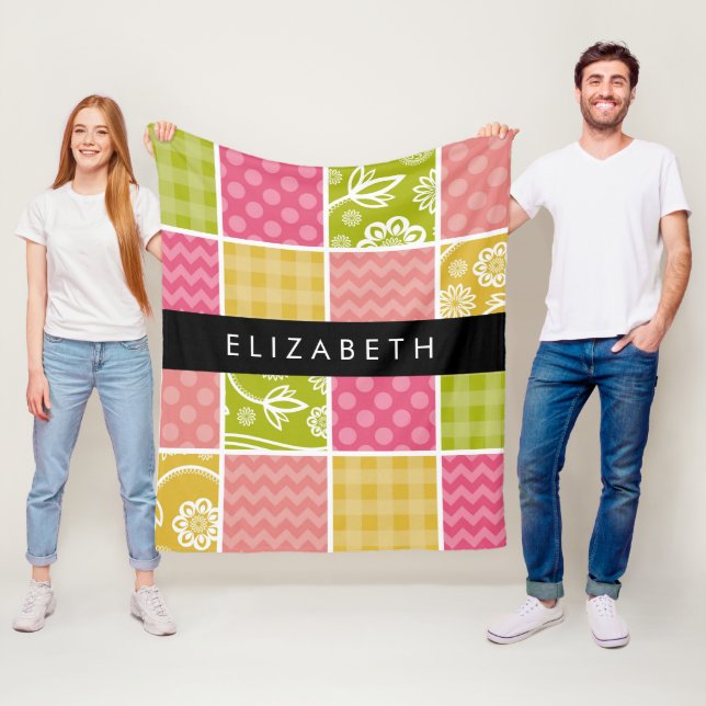 Manta Polar Zigzag, Chevron, Polka Dots, Gingham, Su Nombre (In situ)