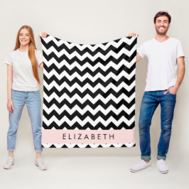 Manta Polar Zigzag negro y blanco, patrón de cheurón, nombre