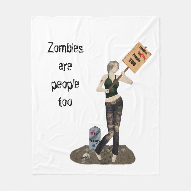 Manta Polar Zombie Pin Up Chica Protesta II Fleece Blanket (Anverso)