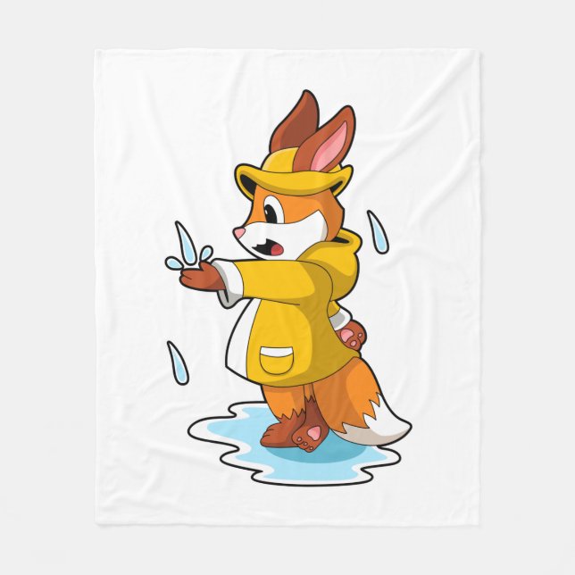 Manta Polar Zorro en la lluvia con gotas de lluvia (Anverso)
