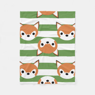 Manta Polar Zorros lindos y rayas verdes