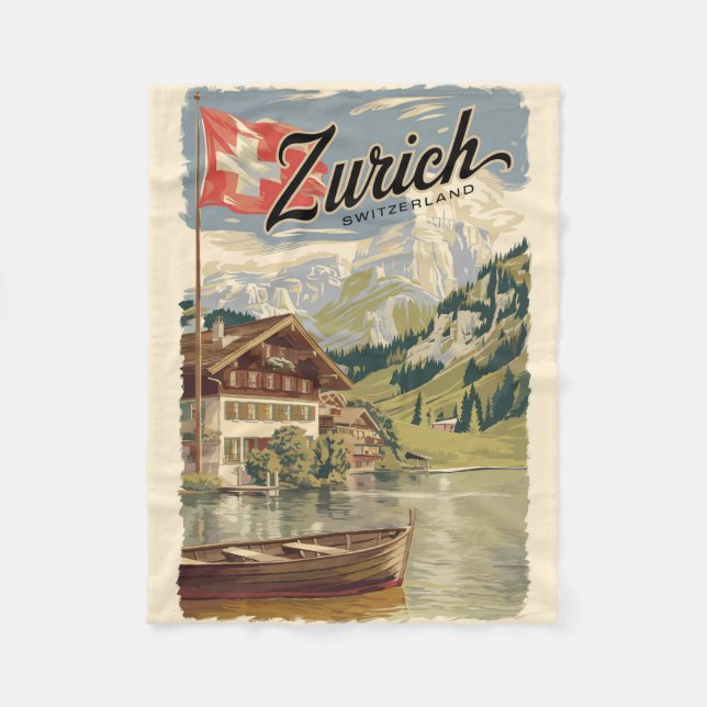 Manta Polar Zurich Suiza Painterly Viaja arte Vintage (Anverso)