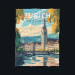 Manta Polar Zurich Suiza Viaje al arte Vintage<br><div class="desc">Diseño de viaje vectorial retro de Zurich. Las pintorescas callejuelas del centro de Altstadt (casco antiguo),  a ambos lados del río Limmat,  reflejan su historia pre-medieval.</div>