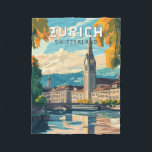 Manta Polar Zurich Suiza Viaje al arte Vintage<br><div class="desc">Diseño de viaje vectorial retro de Zurich. Las pintorescas callejuelas del centro de Altstadt (casco antiguo),  a ambos lados del río Limmat,  reflejan su historia pre-medieval.</div>