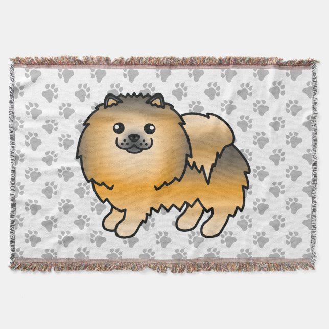 Manta Pomerania Sable Naranja Perro De Dibujos Animados  (Anverso)