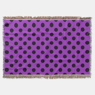 Manta Pos de polka negro sobre morado