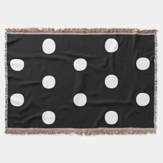 Manta Pos de polka Patrón elegante grande blanco negro (Anverso)