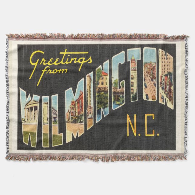 Manta Postal vieja del vintage de Wilmington Carolina (Anverso)