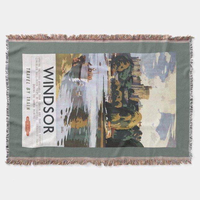 Manta Poster británico de Thames del castillo de Windsor (Anverso)