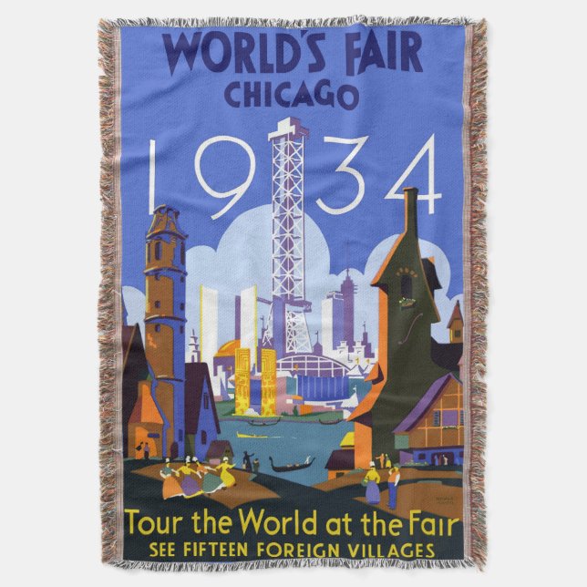 Manta Poster de la Feria Mundial de Chicago 1934 (Frente vertical)