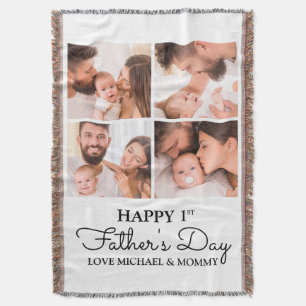 Manta Primer Día del Padre Papá Bebé Foto Collage