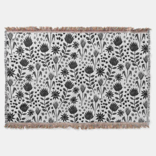 Manta Protea Bloque floral Imprimir Millefleur blanco ne