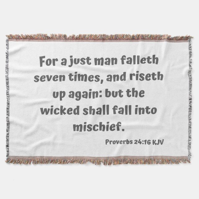 Manta Proverbios 24:16 KJV Biblia Verse Scripture (Anverso)