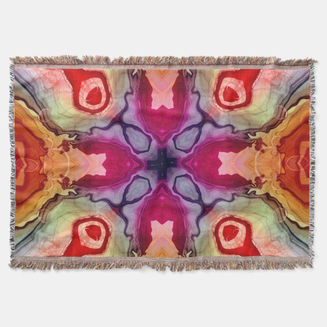 Manta Psicodélico Láquido Pour Kaleidoscope Throw Blanke (Anverso)