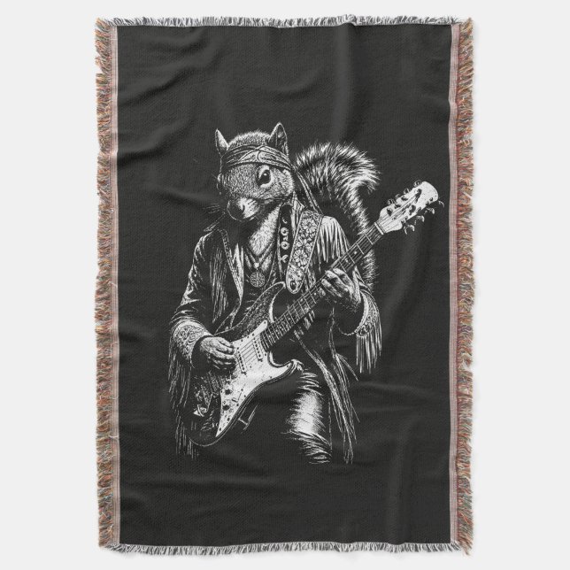 Manta Psychedelic Guitar Squirrel - Divertida Roca Vinta (Frente vertical)