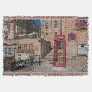 Manta Puesto de teléfono rojo en La Valeta Malta