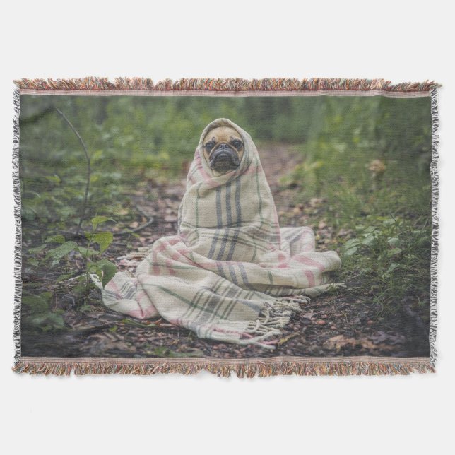 Manta Pug En Una Cama (Anverso)