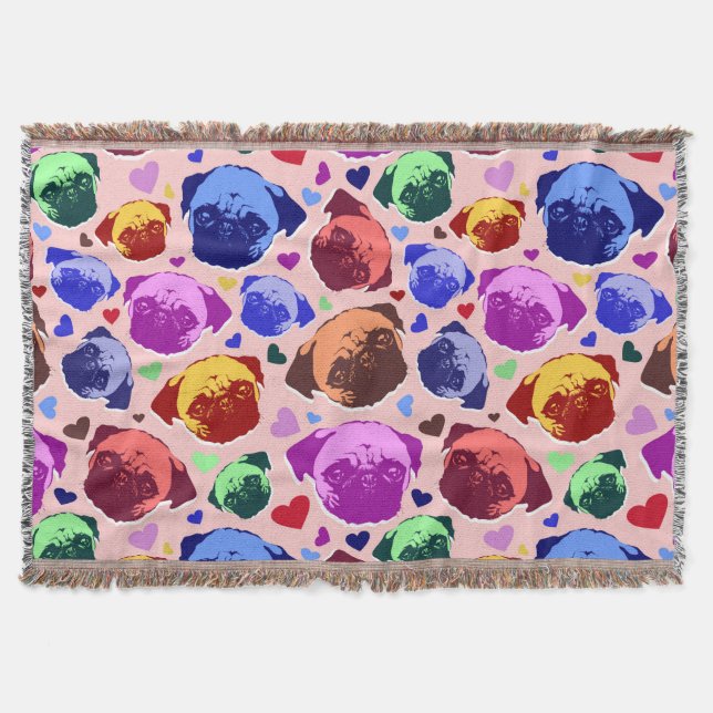 Manta Pug Puppy Dog PopArt Retro Style (Anverso)