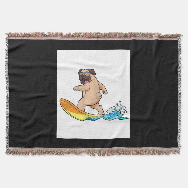 Manta Pug Surfing Surfing Surfboard Pug con lentes (Anverso)