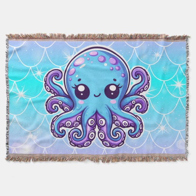 Manta Pulpo azul lindo (Anverso)
