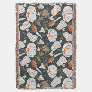 Manta Pumpkin seamless pattern floral black and white