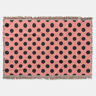 Manta Punto de polka negro sobre melocotón