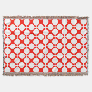 Manta punto de polka rojo y blanco y patrón de comprobac