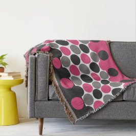 Manta Punto de polka rosa y gris