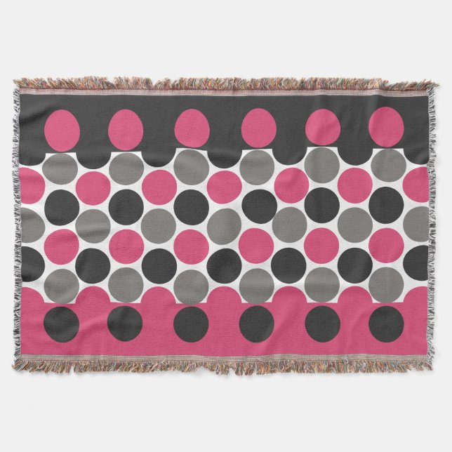 Manta Punto de polka rosa y gris (Anverso)