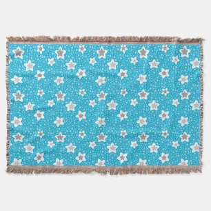 Manta Punto polka azul celestial retro con estrellas