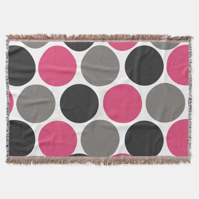 Manta Punto Polka Rosa y Gris   (Anverso)