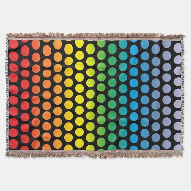 Manta Puntos de Polka Arcoiris - Negro (Anverso)