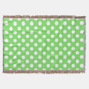 Manta Puntos de polka blanco sobre verde manzana