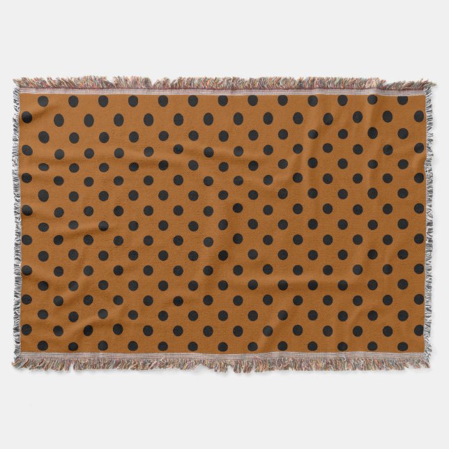 Manta Puntos de polka marrón y negro (Anverso)