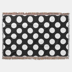 Manta Puntos de polka negros y blancos, patrón de punto 