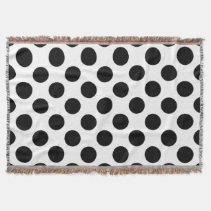 Manta Puntos de polka, patrón de puntos de polka, negro