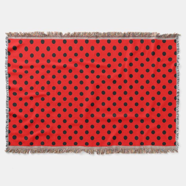 Manta Puntos de Polka Rojo y Negro (Anverso)