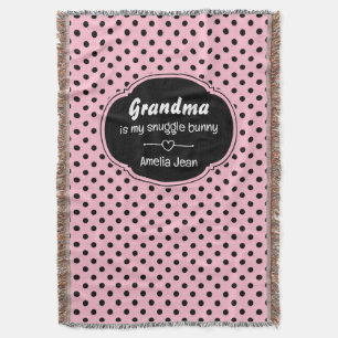 Manta Puntos de polka rosados y negros de personalizable