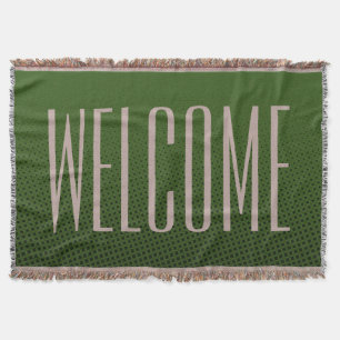 Manta Puntos divertidos Patrón verde oscuro + tu texto