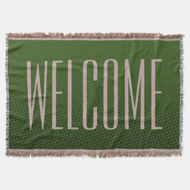 Manta Puntos divertidos Patrón verde oscuro + tu texto (Anverso)