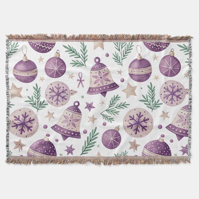 Manta Purple Christmas Throw Blanket – Whimsical Winter  (Anverso)