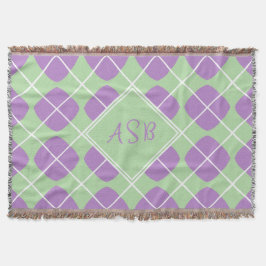 Manta Purple Mint Green Mod Argyle Script Monogram