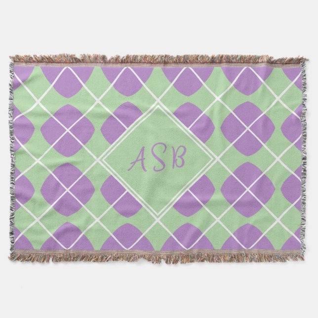 Manta Purple Mint Green Mod Argyle Script Monogram (Anverso)
