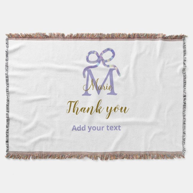 Manta Púrpura arco purpurina añadir nombre letra monogra (Anverso)