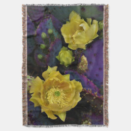 Manta Púrpura Pear Opuntia Cactus Flores Amarillas