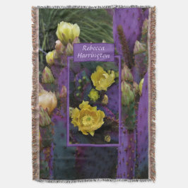 Manta Púrpura Pear Opuntia Cactus Flores Amarillas