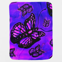 Manta púrpura y rosada del bebé de la mariposa