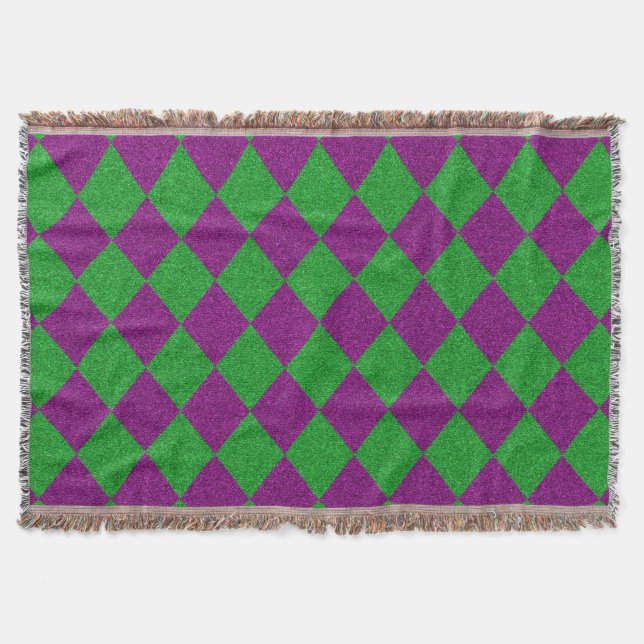 Manta Purpurina de diamantes morado y verde (Anverso)